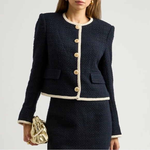 Veronica Beard Mabel Tweed Jacket Navy , Size 2 - Picture 2 of 15